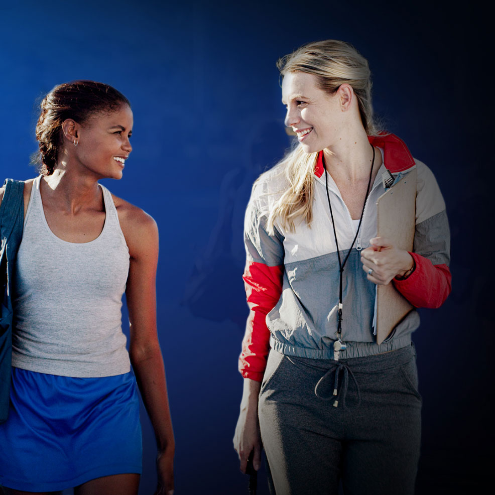 two-athletic-people-talking